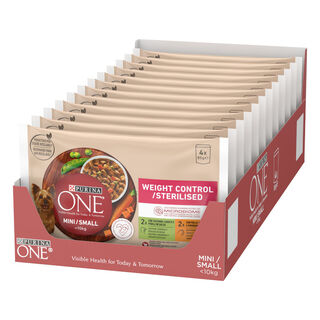 One Adult Mini Small Weight Control Multipack Franfo e Peru com molho em saquetas para cães 